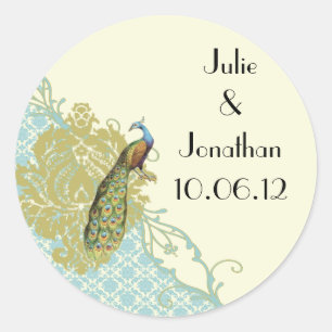 Sticker vintage Peacock Lagoon Damask