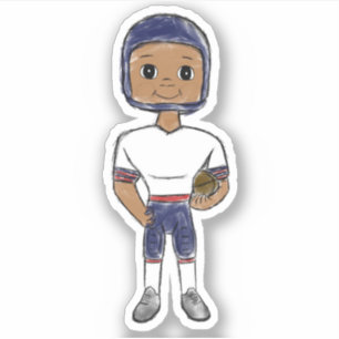 Sticker vintage retro joueur de football bleu rouge blanc