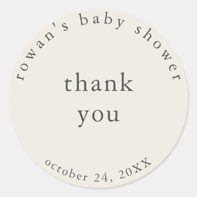 Sticker vintage simple en Merci de Baby shower (Devant)