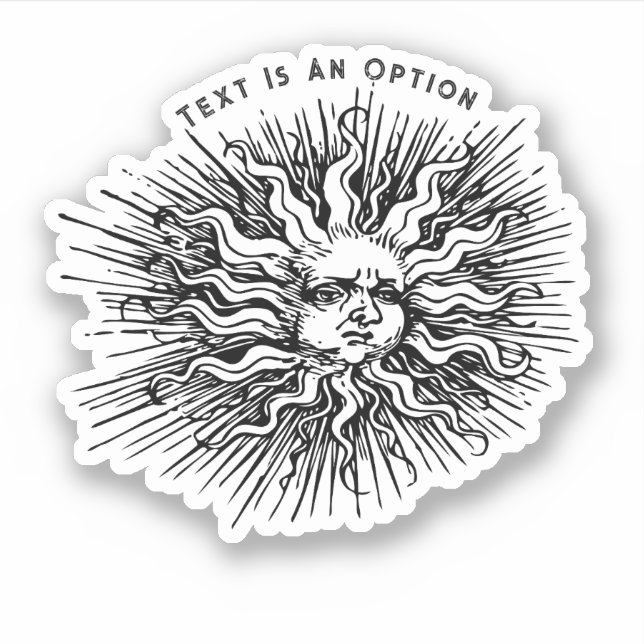 Sticker Vintage Sketch of Mystic Sun (Devant)