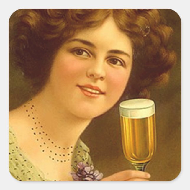 Sticker Vintage Stemware Sipping Lady publicité (Devant)