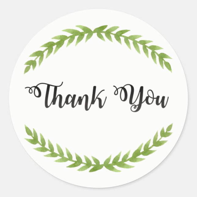 Sticker Vintage Thank You avec Feuilles (Devant)