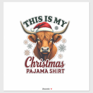 Sticker Vintage This Is My Christmas Pajama Shirt Highland