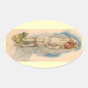 Sticker Vintage Victorian Bride Roses Mariage Gown