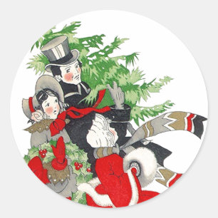 Sticker Vintage Victorian Christmas Tree Tradition