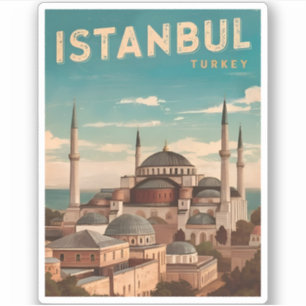 Sticker Vintage voyage Istanbul Turquie rétro Pittoresque