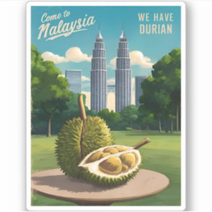 Sticker Vintage voyage Kuala Lumpur Malaisie Durian Humour