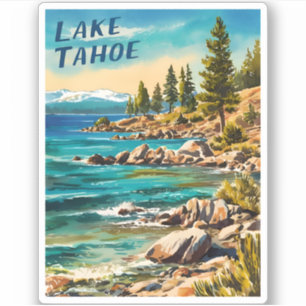 Sticker Vintage voyage Lake Tahoe California Style Rétro