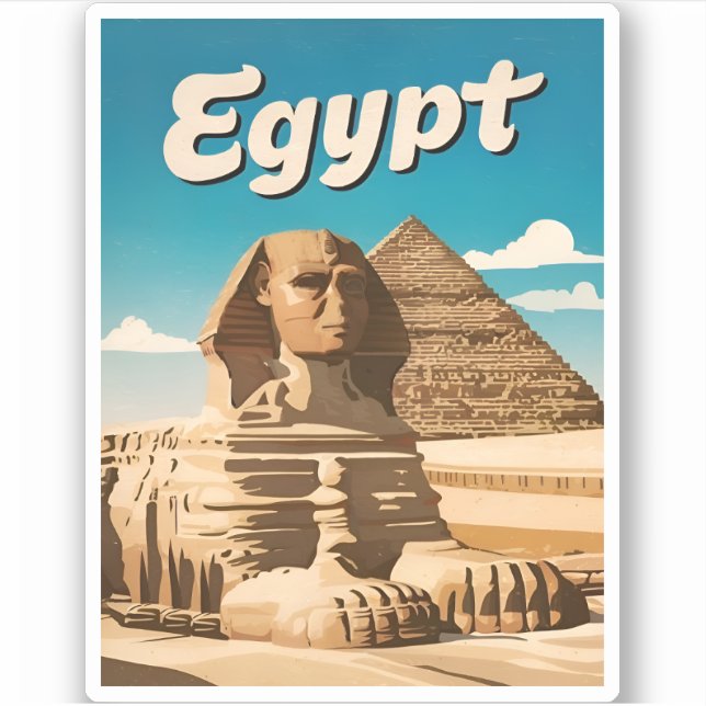 Sticker Vintage voyage Le Caire Egypte Pyramide Retro Grap (Devant)