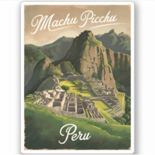 Sticker Vintage voyage Machu Picchu Pérou Retro Graphisme