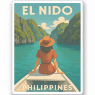 Sticker Vintage voyage rétro El Nido Philippines Pittoresq