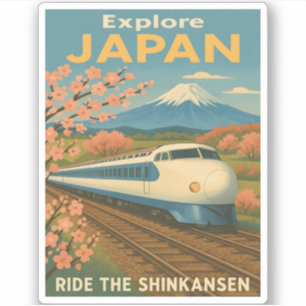 Sticker Vintage voyage rétro Japon Shinkansen