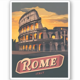 Sticker Vintage voyage Rome Italie Colisée Retro Pittoresq