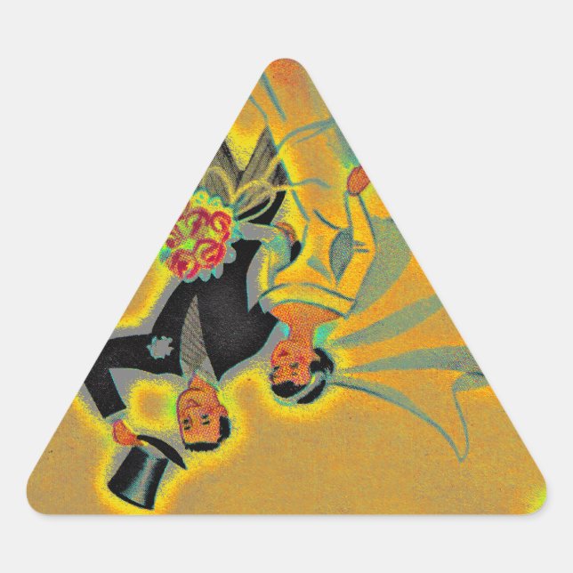 Sticker Vintage Wedding Couple Bride Groom Golden (Vorderseite)