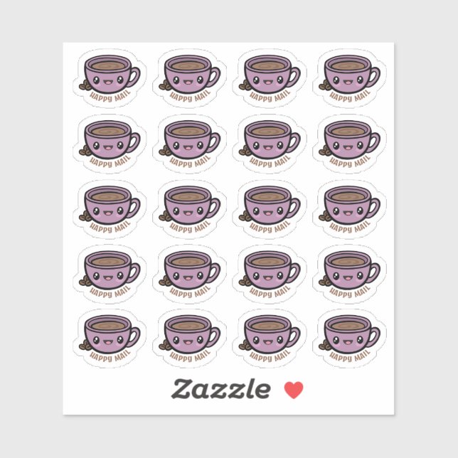 Sticker Vinyl Coupe de café Happy Mail Coupé sur m (Feuille)