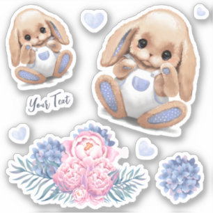Sticker Vinyl Coupé Sur Mesure Cute Plush Bunny.