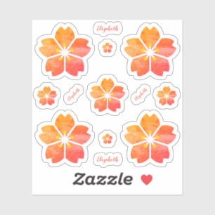 Sticker Vinyl Fleur de cerisier rose corail personnalisé