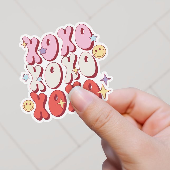 Sticker Vinyl Heureuse Sainte-Valentin rétro XOXO (Créateur téléchargé)