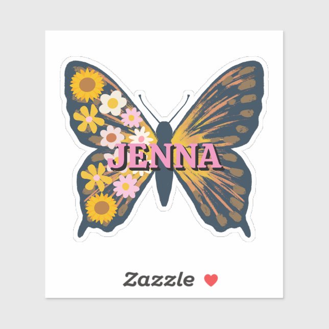 Sticker Vinyl Papillon Floral personnalisé (Feuille)