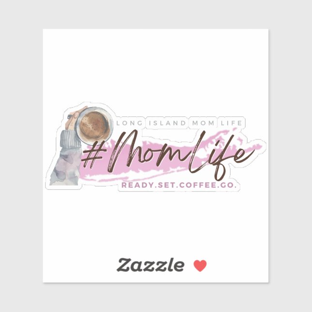 Sticker Vinyl pour café Life de Long Island Mom (Feuille)