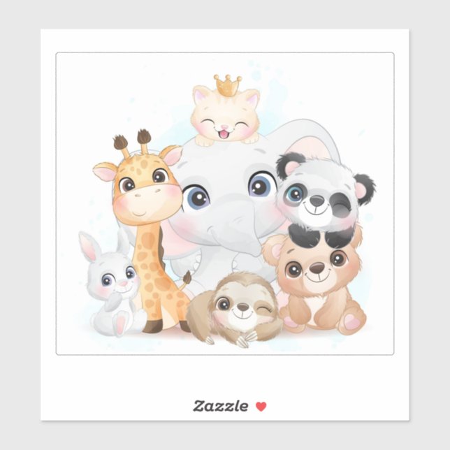 STICKER VINYL POUR ENFANTS : ANIMAUX CUTUS (Feuille)