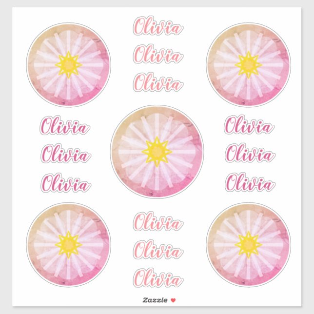 Sticker Vinyle Abstrait rose or personnalisé (Feuille)