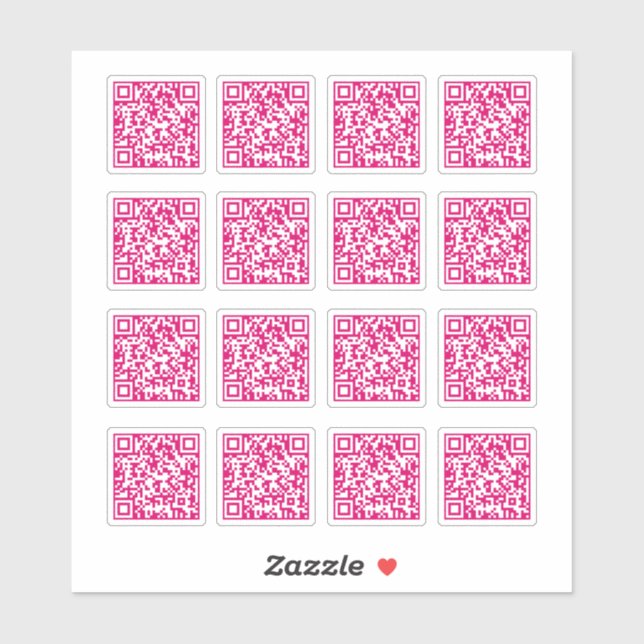 Sticker Vinyle coupé au laser de code QR rose chaud (Feuille)