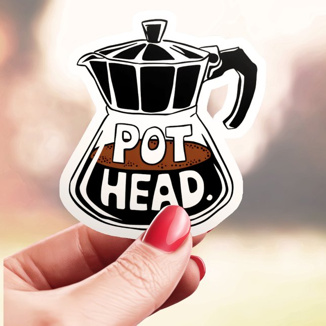 Sticker Vinyle de l'amant de café Pot Head (Créateur téléchargé)