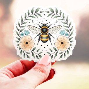 Sticker Vinyle floral d'abeille céleste mignonne