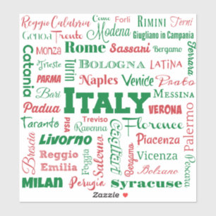 sticker vinyle Italie Cities - couleurs drapeau it