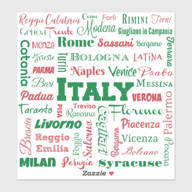 sticker vinyle Italie Cities - couleurs drapeau it (Feuille)