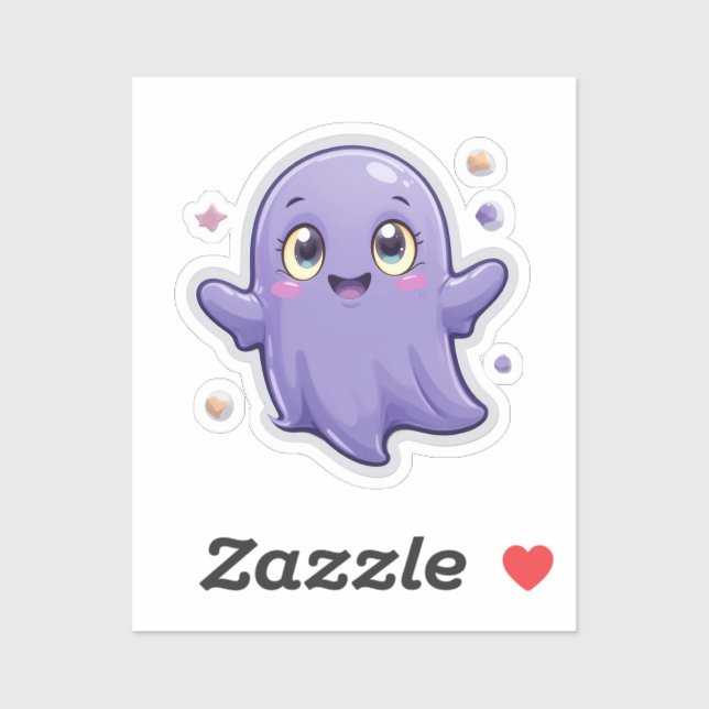 Sticker vinyle Kawaii Purple Ghost Cute Éffrayante (Feuille)
