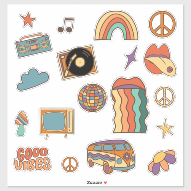 Sticker Vinyle Retro super les années 70 80 (Feuille)