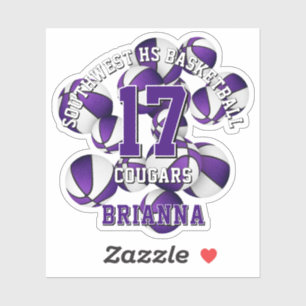 Sticker violet couleurs de l'équipe basketballs nom de l'é