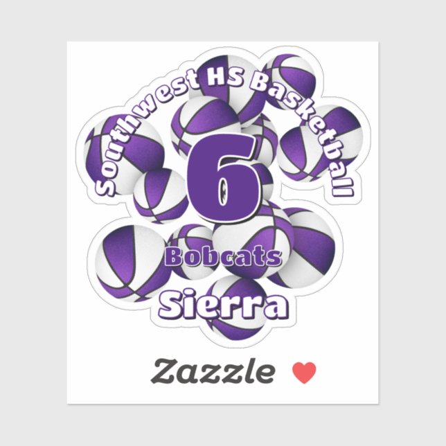 Sticker violet de l'équipe couleurs basketball enfants spo (Feuille)