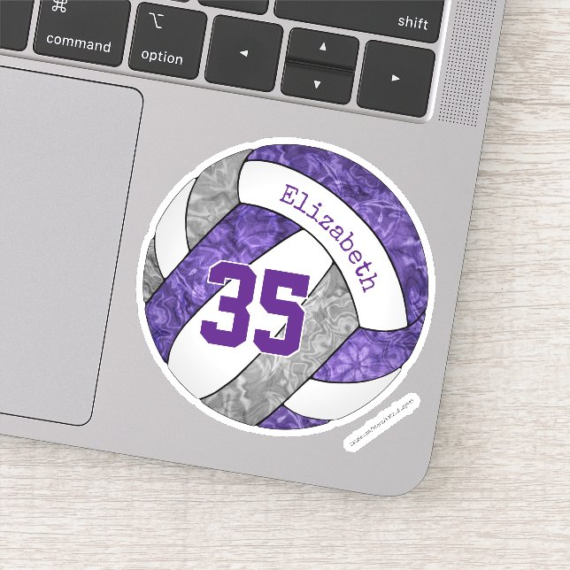 Sticker violet gris filles volleyball nom du joueur (Détail)