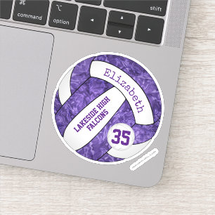 Sticker violette filles volleyball avec nom de la mascotte