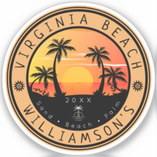 Sticker Virginia Beach USA Retro Sunset Souvenirs 80s