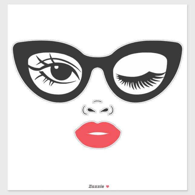 Sticker Vis avec lèvres rouges Hot (Feuille)