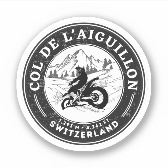 Sticker Visite en moto du Col de l'Aiguillon alpes suisses (Devant)