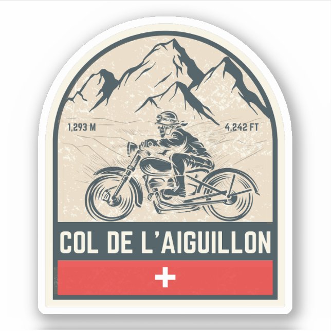 Sticker Visite en moto du Col de l'Aiguillon alpes suisses (Devant)