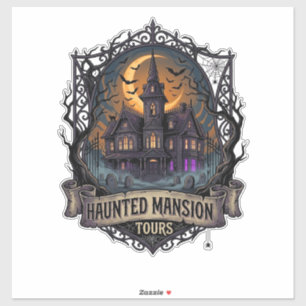 Sticker Visites de manoir hanté Halloween Maison gothique 