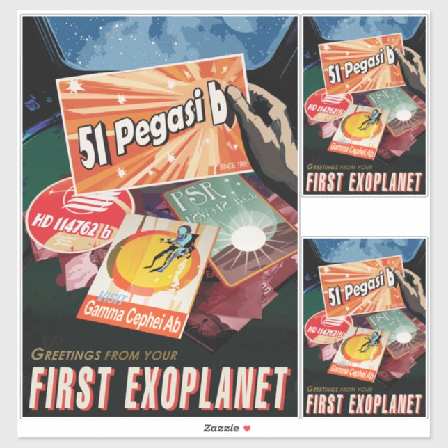 Sticker Visitez La Première Exoplanète Trouvée À L'Extérie (Feuille)