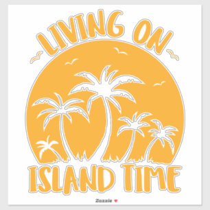 Sticker Vivre Sur L'Île Palmiers Et Coucher De Soleil