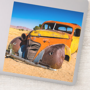 Sticker Voiture ancienne et abandonnée à Solitaire, Namibi