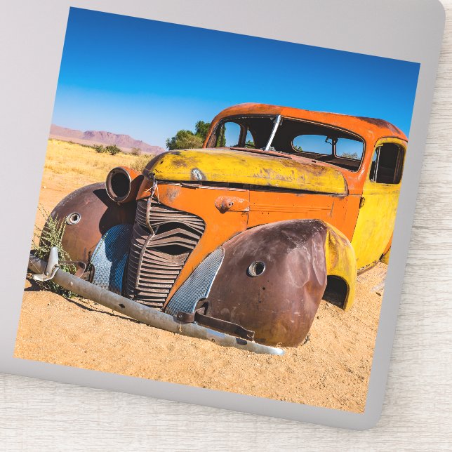 Sticker Voiture ancienne et abandonnée à Solitaire, Namibi (Détail)