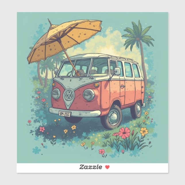 Sticker Voiture de voyage en couple (Feuille)