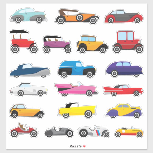 Sticker Voitures classiques pour enfants (Feuille)