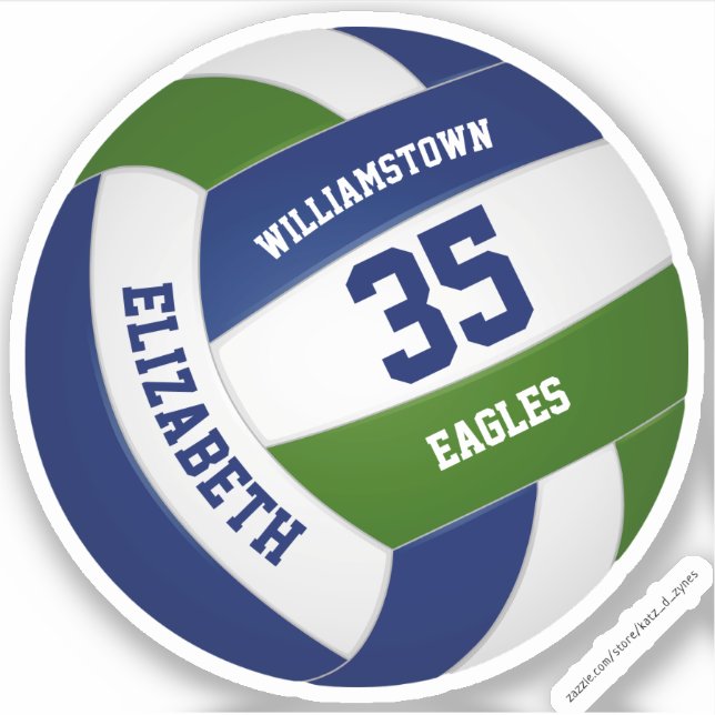 Sticker volley-ball bleu foncé personnalisé (Devant)