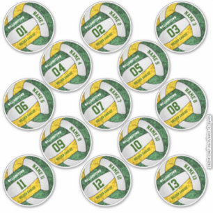 Sticker volley-ball en or vert girly personnalisateurs nom